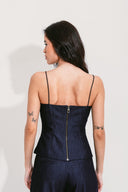 CORSELET COM ALÇAS DENIM