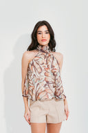 BLUSA GOLA LENÇO ESTAMPADA