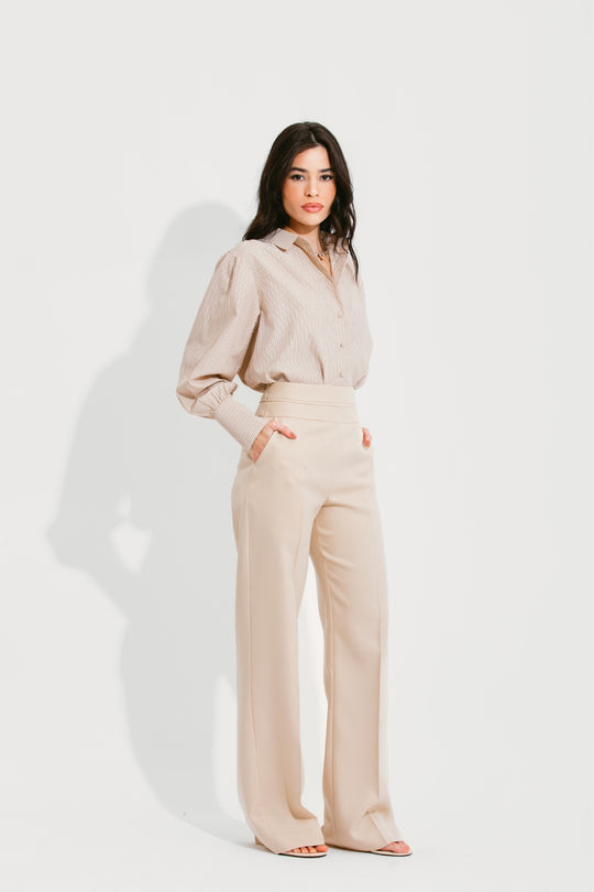 CALÇA CÓS LARGO NUDE