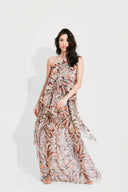 VESTIDO LONGO FRENTE ÚNICA ESTAMPADO