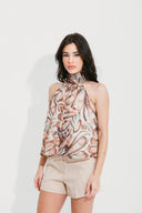 BLUSA GOLA LENÇO ESTAMPADA