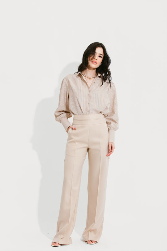 CALÇA CÓS LARGO NUDE