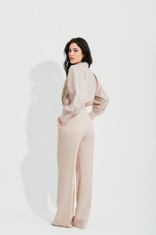 CALÇA CÓS LARGO NUDE