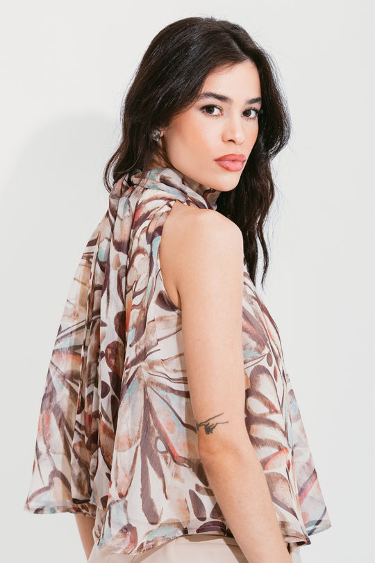 BLUSA GOLA LENÇO ESTAMPADA