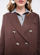 BLAZER ALFAIATARIA ALONGADO MARROM
