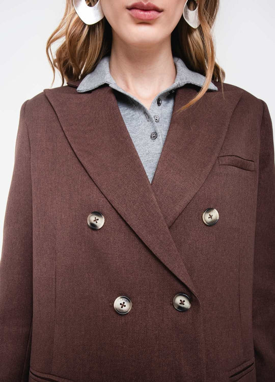 BLAZER ALFAIATARIA ALONGADO MARROM