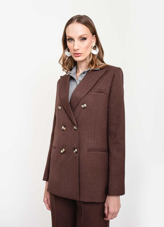 BLAZER ALFAIATARIA ALONGADO MARROM