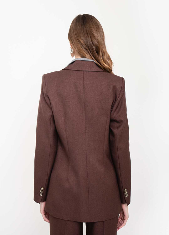 BLAZER ALFAIATARIA ALONGADO MARROM