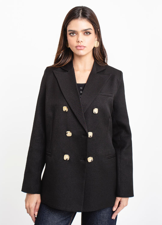 BLAZER ALFAIATARIA COM BOTÕES PRETO