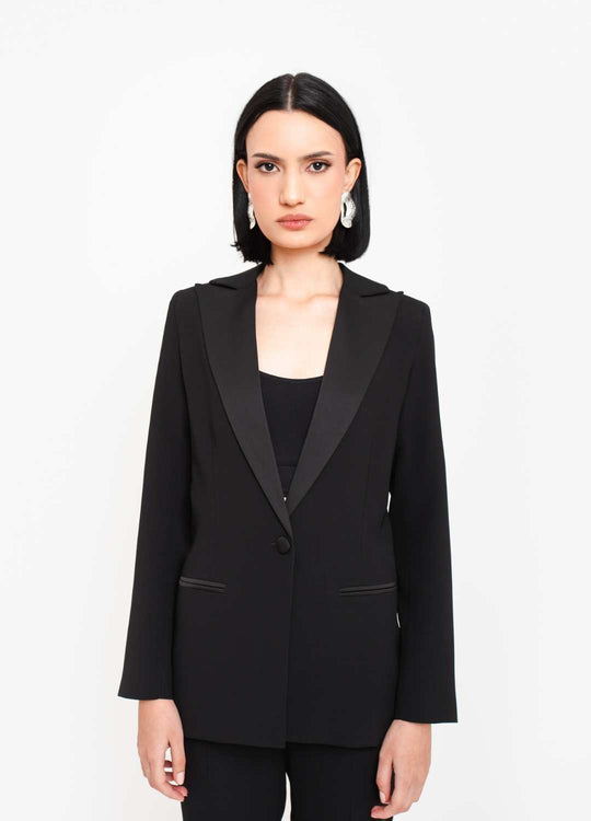 BLAZER DETALHE CETIM PRETO T.A.