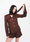 BLAZER GOLA LENÇO MARROM NM