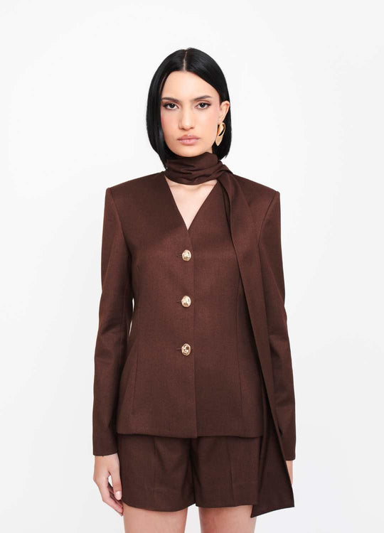 BLAZER GOLA LENÇO MARROM NM