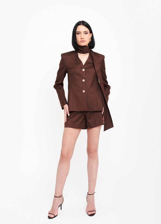 BLAZER GOLA LENÇO MARROM NM