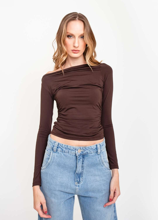 BLUSA AJUSTADA COM FRANZIDO