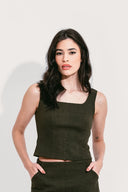 BLUSA AJUSTADA VERDE MESCLA