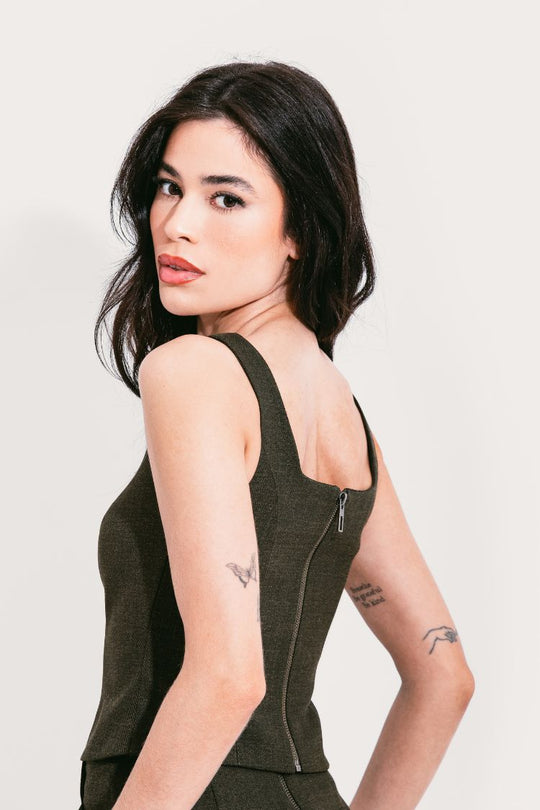 BLUSA AJUSTADA VERDE MESCLA