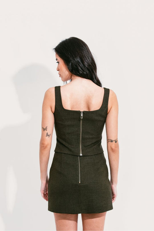 BLUSA AJUSTADA VERDE MESCLA