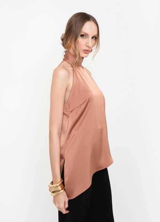 BLUSA CETIM GOLA ALTA