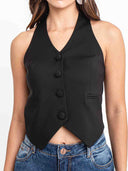 BLUSA COM ABOTOAMENTO COLETE PRETA