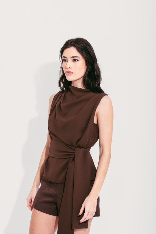 BLUSA AMARRAÇÃO MARROM