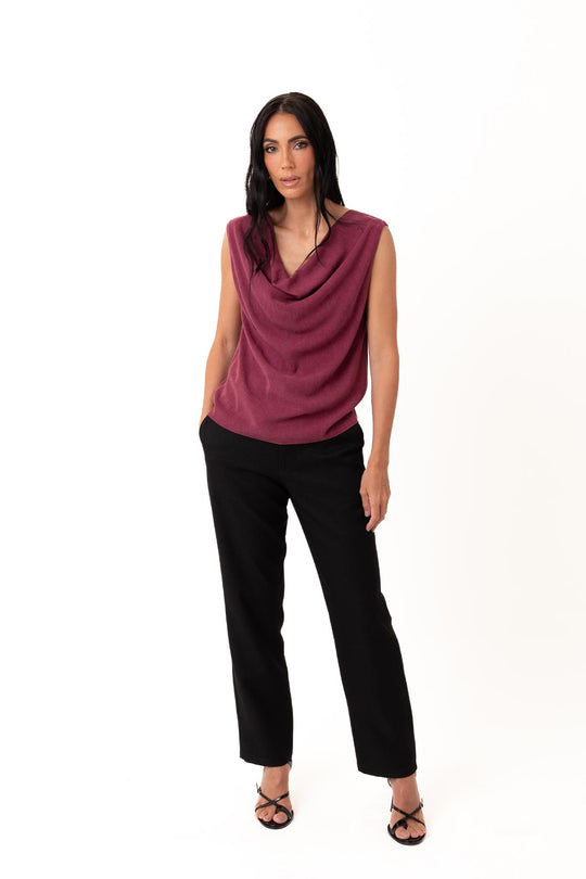 BLUSA DECOTE ASSIMÉTRICO VINHO