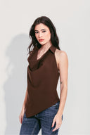 BLUSA DEGAGÊ COM GOLA MARROM [PRÉ-VENDA]