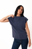 BLUSA GOLA ALTA MANGA MARINHO