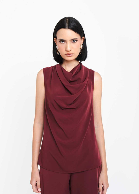 BLUSA GOLA DEGAGÊ BORDÔ
