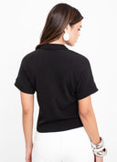 BLUSA GOLA POLO MALHA PRETA