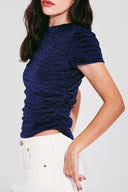 BLUSA MANGA VELUDO AZUL