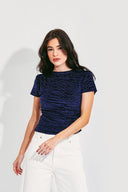 BLUSA MANGA VELUDO AZUL
