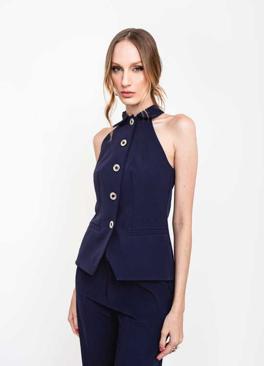 BLUSA POLO COM BOTÕES MARINHO