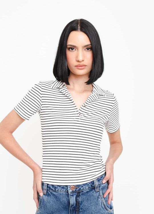 BLUSA POLO LISTRAS COM BOTÕES