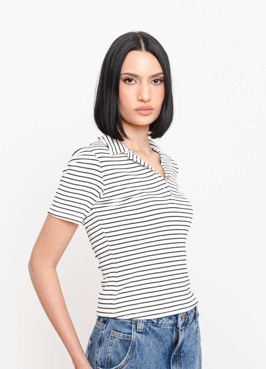 BLUSA POLO LISTRAS COM BOTÕES