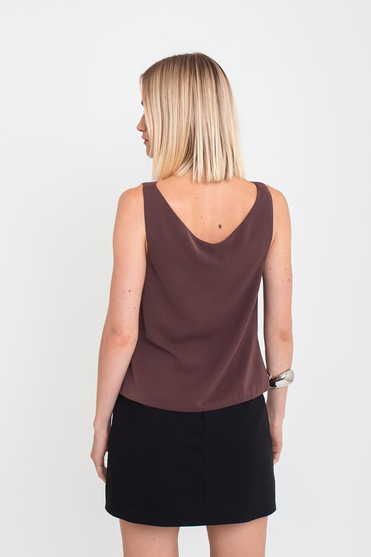 BLUSA REGATA DEGAGÊ MARROM