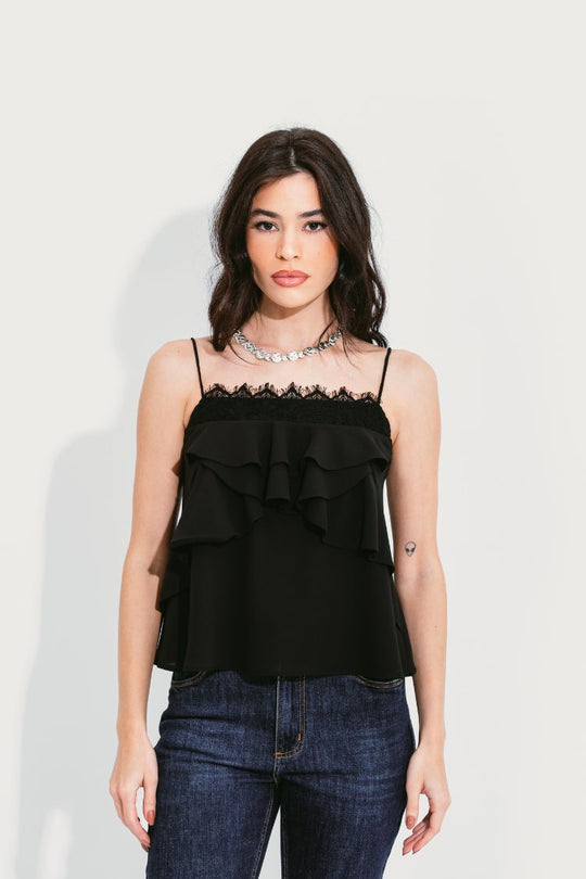 BLUSA RENDA COM BABADOS