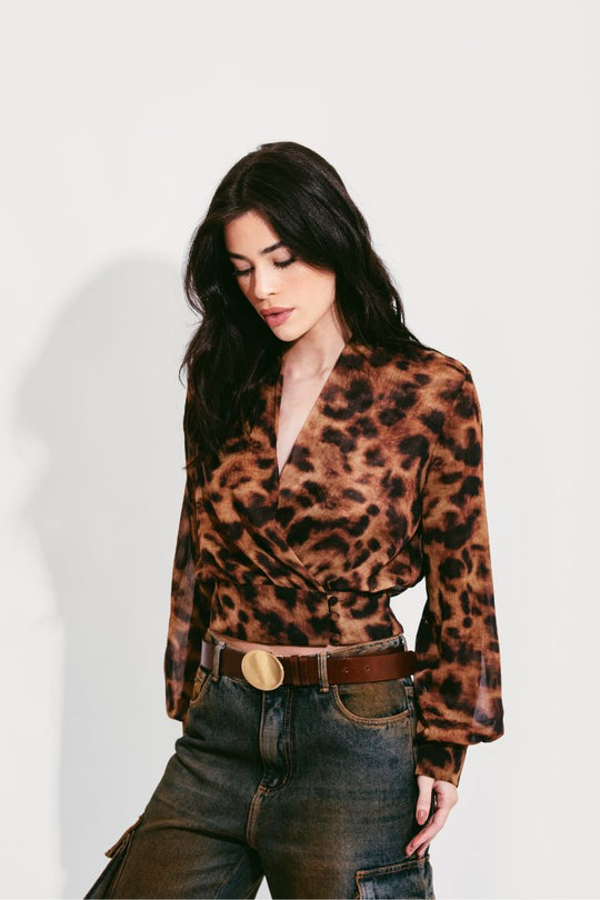 BLUSA TRANSPASSE ANIMAL PRINT