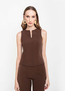 BLUSA ZÍPER FRONTAL MARROM