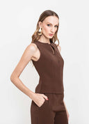 BLUSA ZÍPER FRONTAL MARROM