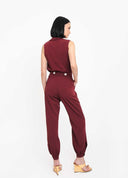 CALÇA COM PUNHO BORDÔ