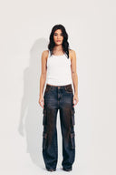 CALÇA PANTALONA BOLSO CARGO MARROM