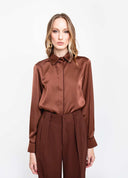 CAMISA CETIM MARROM