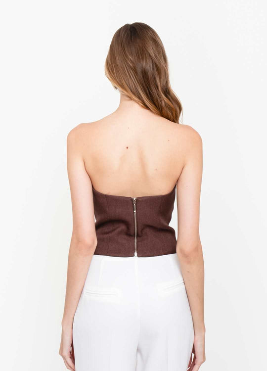 CORSELET COM RECORTE MARROM