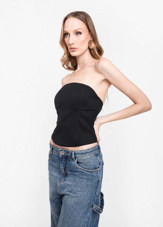 CORSELET COM RECORTE PRETO