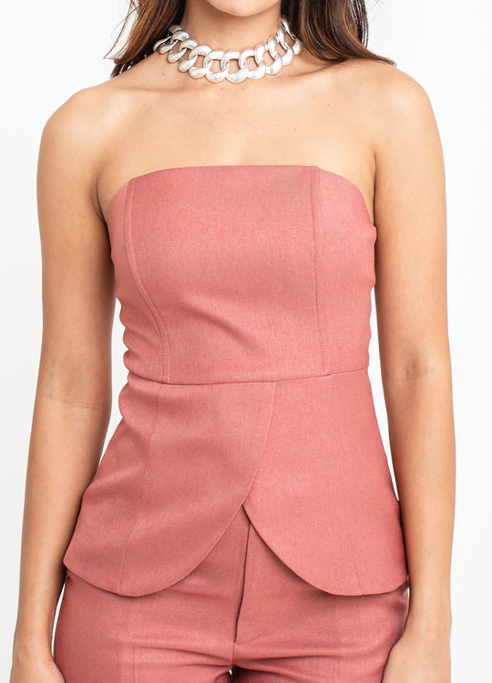 CORSELET COM TRANSPASSE GOIABA