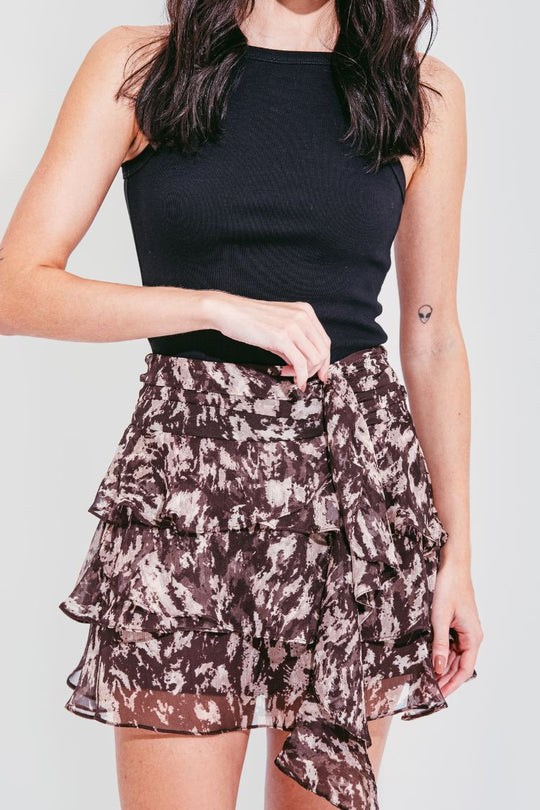 SAIA COM BABADOS ESTAMPADA
