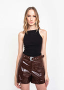 SHORT COM  CINTO MARROM P.U.