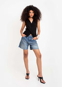 SHORT JEANS CÓS ALTO AZUL MÉDIO F.F.