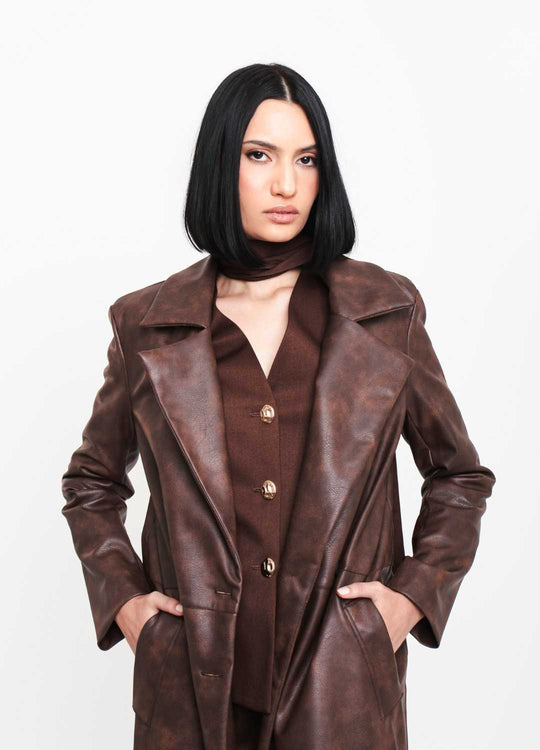 TRENCH COAT MARROM P.U. A.S.