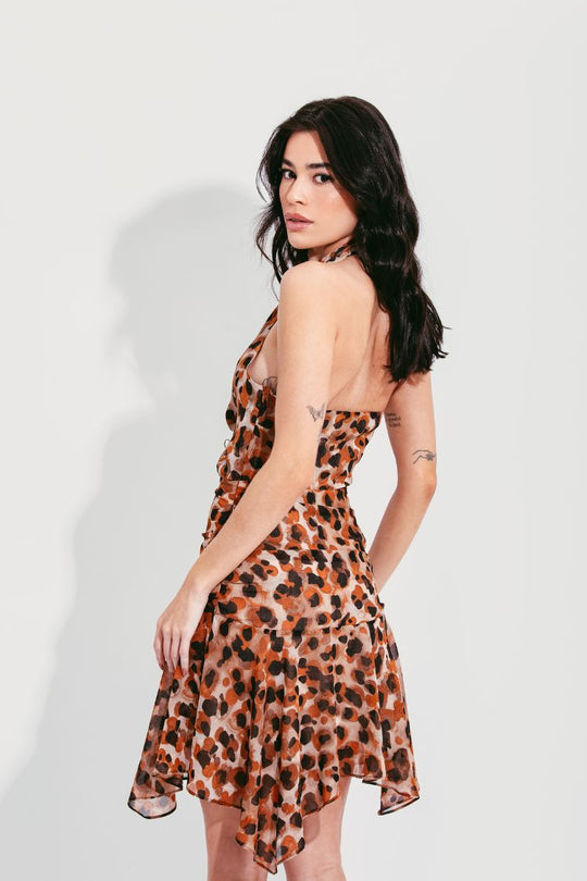 VESTIDO DEGAGÊ ANIMAL PRINT